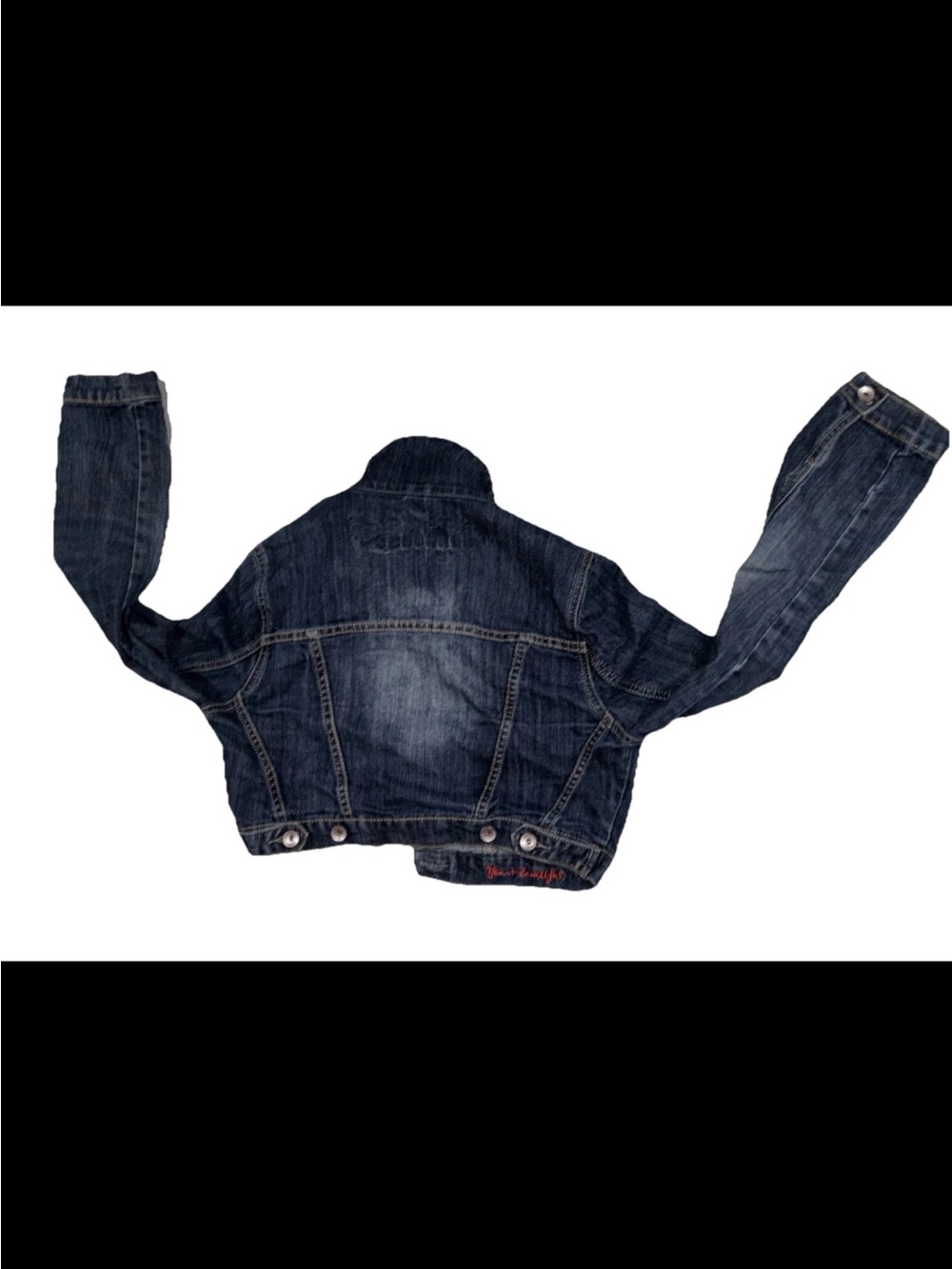 Dollhouse Y2K Cropped Denim Button Up Jacket Woman’s Sz.L Dark Wash - Picture 2 of 7